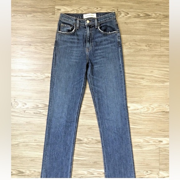 REFORMATION HIGH RISE JEANS SIZE 24 STRAIGHT LEG CROPPED RAW HEM STRETCH - Picture 9 of 10